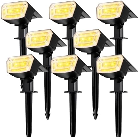 TECKNET Solar Spot Lights Outdoor Waterproof, 59 LEDs, Warm White, 8 Pack by Tecknet