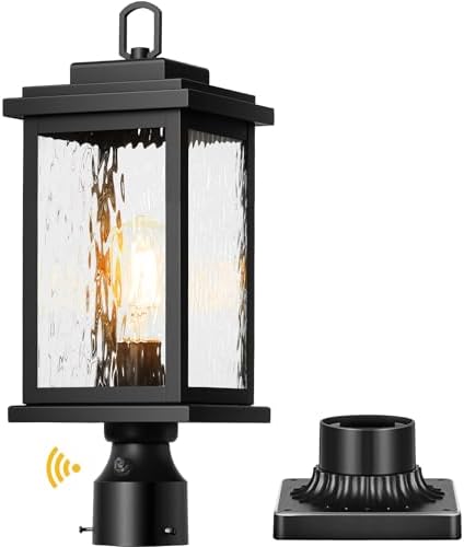 VIANIS Large Dusk to Dawn Outdoor Post Lights, Black Hardwired Waterproof by VIANISLIGHTING