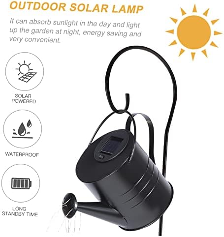 Solar Watering Can with LED Lights Decorative Solar Garden Lights for Outdoor Use Iron Art Design for Patios and Lawns 1 Piece - Image 5