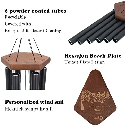 ASTARIN Personalized Name Memorial Wind Chimes, Sympathy Gift for Loss of Lover Mom Dad, Bereavement Deep Tone Wind Chimes for Outside in Memory Gift, Decor Outdoor Garden Patio - Image 3