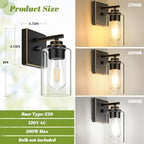 Set of 2 Wall Sconces for Bathroom, Modern Vanity Light Fixtures, Bronze - Image 5