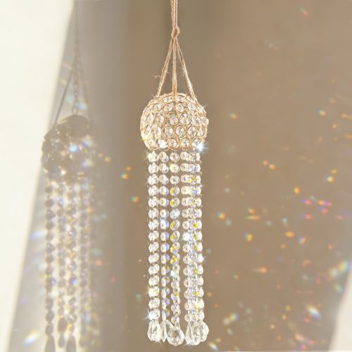 Crystal Suncatcher for Window Hanging,Wind Chime Style Long Pendant Sun Catcher with Color Crystals,Rainbow Maker for Outdoor,Garden,Patio Decoration,Nice Gift for Mom Neighbor Unisex (2pcs) - Image 6