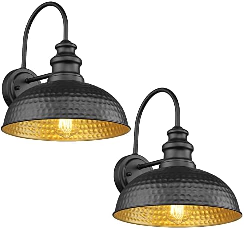 Farmhouse Outdoor Barn Light Fixtures, 12 Inch Dome Exterior Wall Lights, Rustic Outdoor Wall Sconces Outside Wall Mount Lantern with Bead Shape for Home, Porch, Garage, Doorway by Diyel