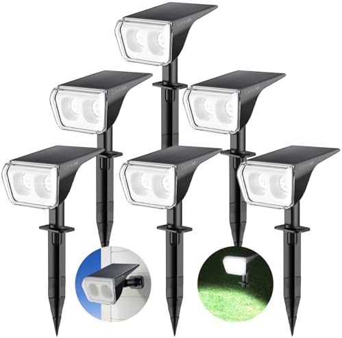 Consciot Solar Spot Lights Outdoor Waterproof, 24 LED Dusk-to-Dawn Solar Outdoor Lights, 2 in 1 Adjustable Wall Lights, Daylight Solar Landscape Spotlights for Garden Yard Wall Walkway, 6 Pack by Consciot