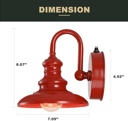 LONEDRUID Dusk to Dawn Sensor Outdoor Gooseneck Barn Light Fixture Red - Image 6