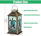 Solar Lanterns Outdoor Waterproof Graceful Teal Stained Glass Sea Turtle Illustrated Anemones Hanging Solar Light Outside Lights for Patio Yard House Lawn Decor Birthday Gifts for Women Mom - Image 2