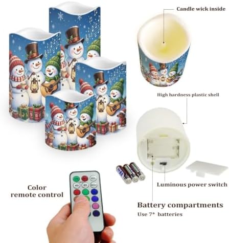 Christmas Snowman Flameless Battery Operated Candles Set of 4 - Image 3