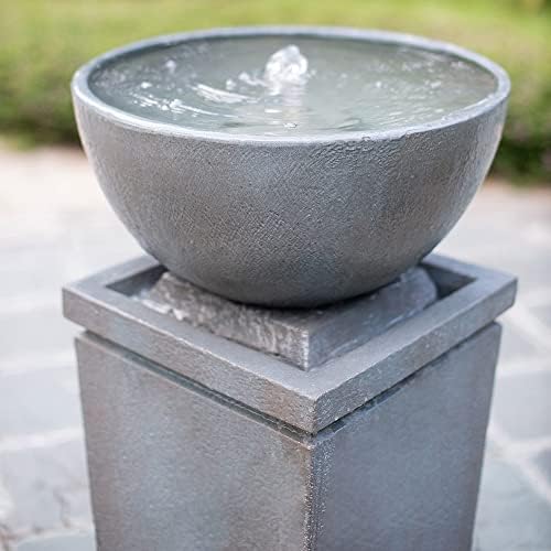 35.5 Inch Polyresin Zen Bowl Fountain, Outdoor Water Feature for Garden - Image 7