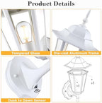 GRUENLICH Outdoor Wall Light Fixture, Antirust Aluminum Glass, White 2 Pack - Image 3