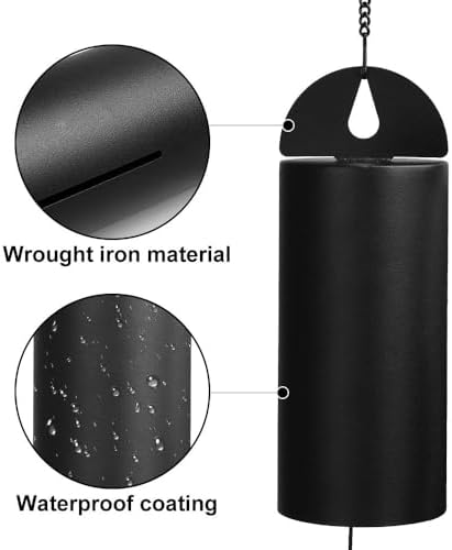 Cast Iron Wind Chime, Deep Tone Bell with Leaf Pendant Waterproof Memorial Single Tube Windbell for Garden Yard Outdoor - Image 3