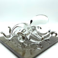 Octopus Miniature Hand Blown Glass Art Figurines Sea Animals Collectible Gift Decorate (4 inches Clear Silver) by Sansukjaianimalblownglass