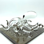 Octopus Miniature Hand Blown Glass Art Figurines Sea Animals Collectible Gift Decorate (4 inches Clear Silver) by Sansukjaianimalblownglass
