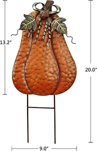 Rustic Metal Pumpkins Yard Stakes Outdoor Fall Decorations for Home Standing Metal Pumpkins Garden Stake for Fall Harvest Outside Decor Thanksgiving Halloween Lawn Decoration-Set of 2 - Image 6