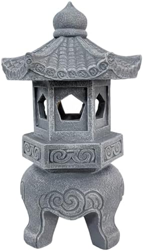 Pagoda Garden Statue, Resin Solar Japanese Pagoda Lantern, Decorative Zen Garden Landscape for Yard Patio Lawn, Style 3, Decoración al aire Libre - Image 3
