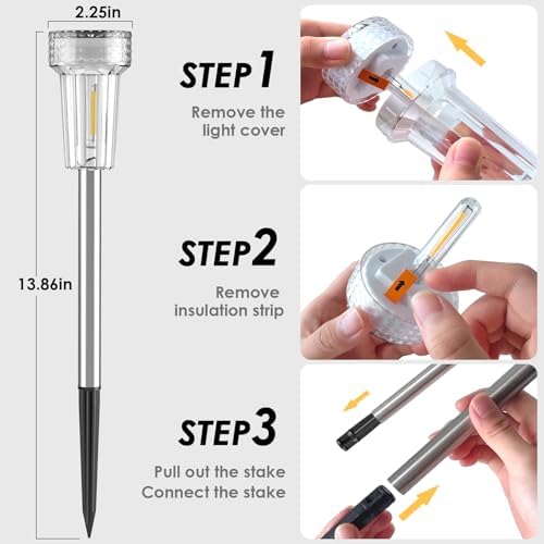 Mancra 12 Pack Solar Pathway Lights Outdoor, Waterproof Metal Solar Outdoor Lights Tungsten Bulb Landscape Lighting Garden Decor for Path Yard Lawn Walkway Driveway - Image 6