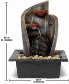 16 inch Waterfall Fountain Indoor-Tabletop Water Fountain-Outdoor Waterfall Spilling into pots Hung on monolithic Water Wall-with LED Lights-Soothing Indoor Waterfall Sounds from Water Machine - Image 5