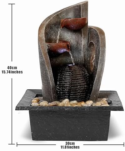 16 inch Waterfall Fountain Indoor-Tabletop Water Fountain-Outdoor Waterfall Spilling into pots Hung on monolithic Water Wall-with LED Lights-Soothing Indoor Waterfall Sounds from Water Machine - Image 5