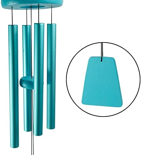Wind Chimes Outdoor Deep Tone 24" 4 Aluminum Tubes Tuned Wooden Metal Wind Bell Indoor Sympathy Memorial Wind Chimes Living Room Balcony Window Decor Gift for Family Friends Children (Light Blue) - Image 4