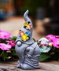 Nacome Solar Funny Gnome for Garden Decor: Durable Resin Statue All-Weather Automatic On/Off Switch Bubble Outdoor Outside Patio Porch Front Pathway - Gifts for Mom Grandma Lady by Nacome