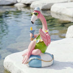 Pink Resin Flamingo Statue 12.2 Inch Tiki Figurine for Garden Patio - Image 6