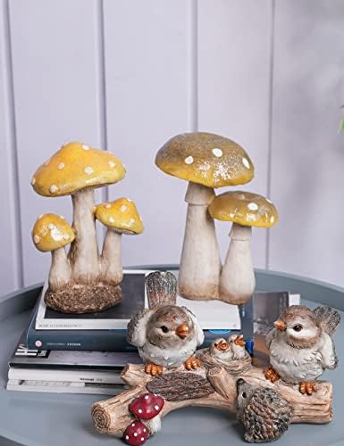 SEINHIJO Mushroom Statue Sculpture Fairy Figurine Garden Decor 7.1 Inch - Image 6
