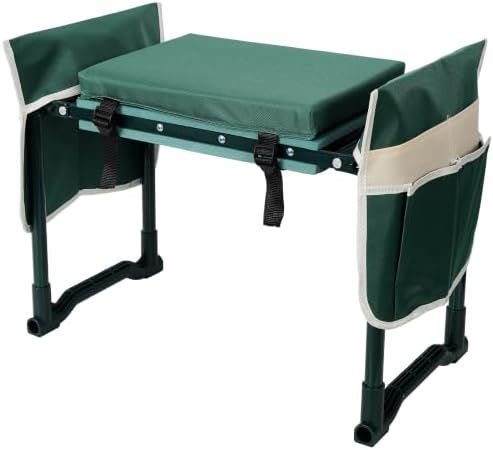 Garden Kneeler and Seat Bench Foldable Steel Frame with Tool Bags - Image 5