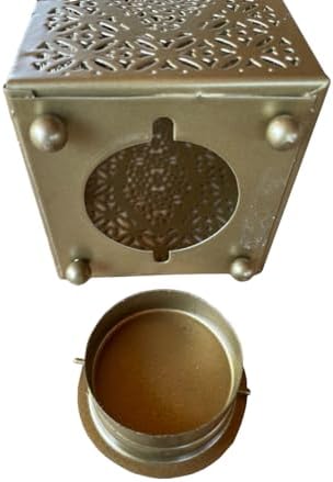 Serene Spaces Living Moroccan Lightweight Thin Gold Ornate Candle Lantern, Antique Gold Lantern, Decorative Candle Holders, Indian Wedding, Eid, Ramadan, 2.75" Diameter & 8.5" Tall, Pack of 6 - Image 2