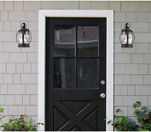 Westinghouse 6120400 Canyon Craftsman-Style One Light Outdoor Wall Fixture with Dusk to Dawn Sensor, Textured Black Finish, Clear Crackle Glass - Image 2