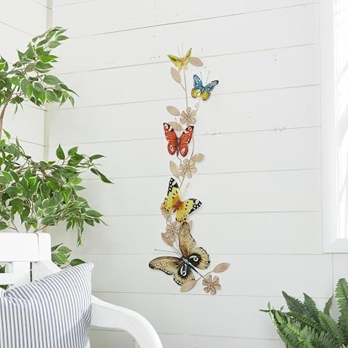 Deco 79 Metal Butterfly Home Wall Decor Indoor Outdoor Wall Sculpture, Wall Art 10" x 3" x 39", Multi Colored - Image 5