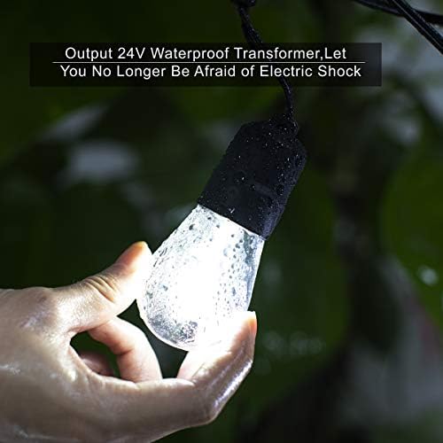 60ft Cool White LED Outdoor String Lights, Waterproof Festoon Light, 20 x Hanging Sockets with Shatterproof Light Bulbs for Backyard Garden Patio Pergola Gazebo Bistro Christmas Tree Wedding Party - Image 3