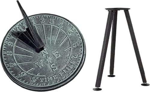 Time Flies Number Sundial with Stand Cast Brass Verdigris Finish Garden Gift by Unknown