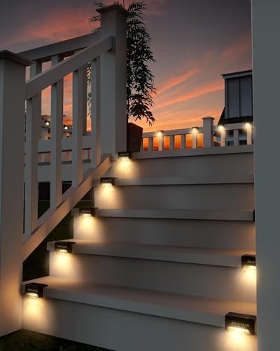 JACKYLED 16 Pack, Step Lights Waterproof LED Solar Power Outdoor Fence Light for Deck Stair Railing, Outside Lighting for Wall Garden Backyard Patio Balcony Decor - Image 4