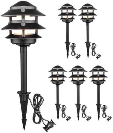 LITFIT 6Pack Low Voltage Pagoda Landscape Lighting, 12V Pathway Light Wired by LITFIT