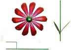 Red Flower Metal Wind Weather Spinners Kinetic Garden Sculpture 3D Yard Art Windmill Stake Patio Decor - Image 2