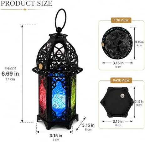 Vintage Rechargeable Decorative Lamp with Colored Glass, Dimmable - Image 4