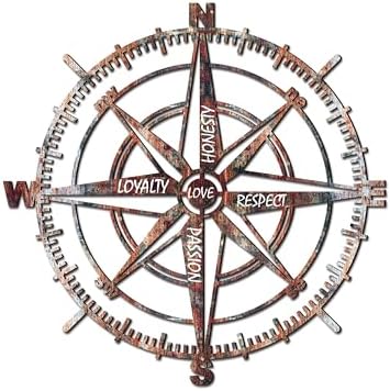 Venovez Compass Wall Decor with Inspirational Words Laser-Cut Metal - Wood Art with Digital Print, Nautical Home Decoration for Living Room, Office, or Gifts by VENOVEZ
