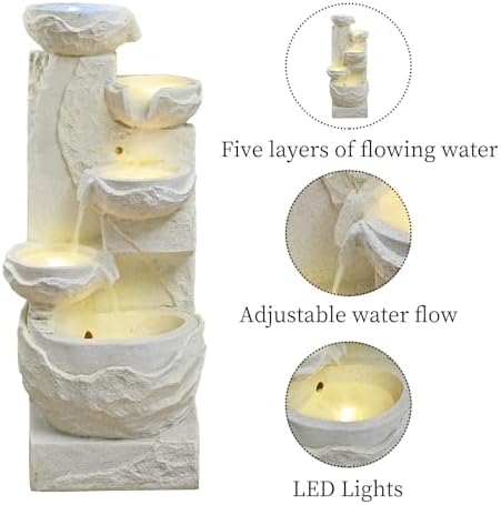 41.34" Outdoor Water Fountain LED Waterfall Water Feature for Garden Patio - Image 2