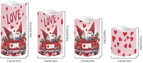 Heart and Gnome Flickering Flameless Candles Pillar LED Candles with Remote and Timer Set of 4 Color Changing Battery Operated Candles for Home Valentine's Day Decoration - Image 2
