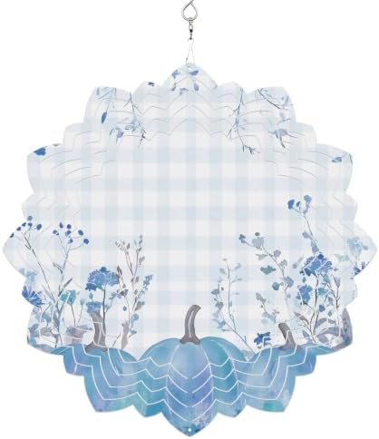 10 Inch Blue Pumpkins Wind Spinner for Yard and Garden,Thanksgiving Maple Leaf Harvest Retro Plaid Hanging Ornaments Outdoor 3D Kinetic Wind Sculpture Spinners Indoor Outdoor Patio Décor Gift by Unknown