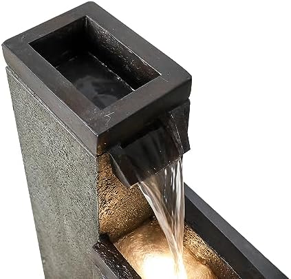 SunJet 4-Tier Modern Water Fountain, Indoor/Outdoor Resin Water Fountains with Soothing Water Sounds, Perfect for Garden, Patio, Home & Office, 12.5" L x 9.4" W x 39.3" H - Image 6
