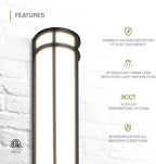 ASD 36" LED Outdoor Wall Light 4 Pack | Half Cylinder 3CCT, Porch | Black - Image 3
