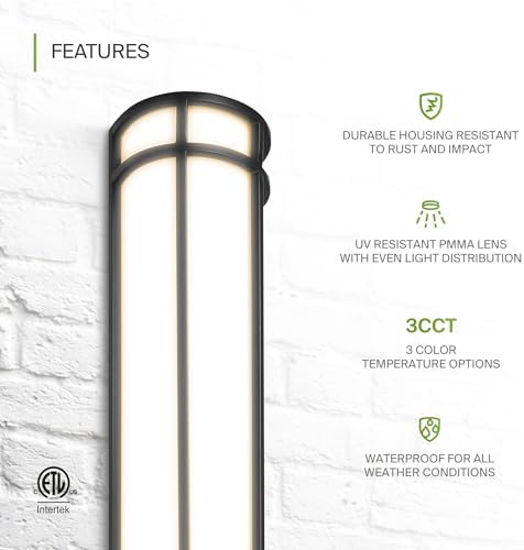 ASD 36" LED Outdoor Wall Light 4 Pack | Half Cylinder 3CCT, Porch | Black - Image 3