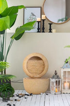 Cement Round Water Fountain, Two-Tiered Design for Outdoor Serenity - Image 2