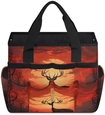 Deer Garden Tool Bag Organizer Heavy Duty Wildlife Deer Gardening Tote Bag with 10 Pockets for Women Men Gardening Gifts - Image 2