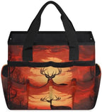 Deer Garden Tool Bag Organizer Heavy Duty Wildlife Deer Gardening Tote Bag with 10 Pockets for Women Men Gardening Gifts - Image 2