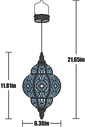 Hapjoy Hanging Solar Lights Outdoor Garden Decor Solar Lantern Waterproof Plastic Moroccan Outdoor Decorations for Patio Pathway Yard Backyard Garden Decorative (1, Black) - Image 7