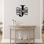 Metal Sign J Custom Name Initial Letter Monogram Customizable Metal Address Sign Plaque Decorative Laser Cut Metal Wall Cut Out Hanging Sign for Yard Yard Kitchen Outside Decorations 18 Inch - Image 4