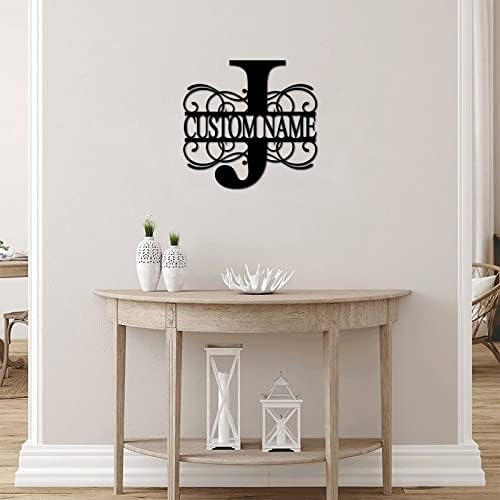 Metal Sign J Custom Name Initial Letter Monogram Customizable Metal Address Sign Plaque Decorative Laser Cut Metal Wall Cut Out Hanging Sign for Yard Yard Kitchen Outside Decorations 18 Inch - Image 4