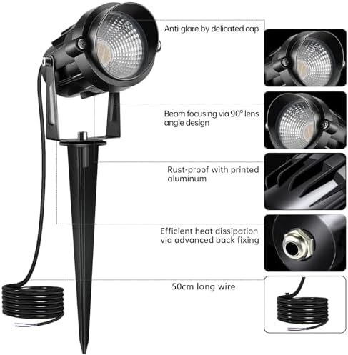 9W Low Voltage Landscape Lighting with Connectors RGB Color Changing LED Landscape Spotlight Remote Control Waterproof Spot Lights Garden Patio Spotlight Decorative for Outdoor 12V AC DC - Image 5