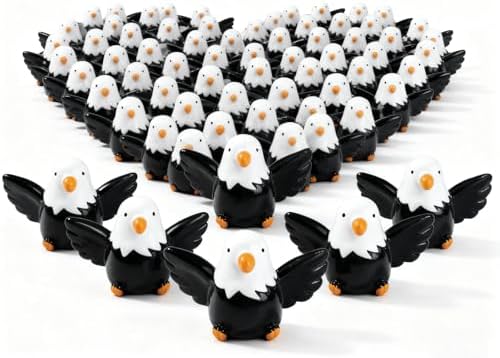 100 Pcs Mini Resin Bald Eagle Figurines, Patriotic American Eagle Statues for Garden Decor, Party Supplies, Independence Day Celebrations (Bald Eagle) by Nyuemystery